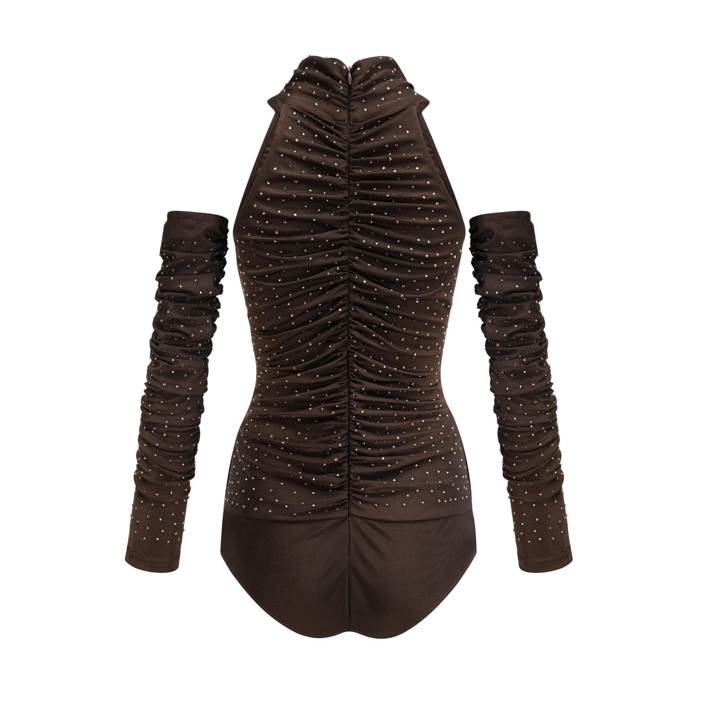 Rose-Suzette brown crystal-embellished bodysuit