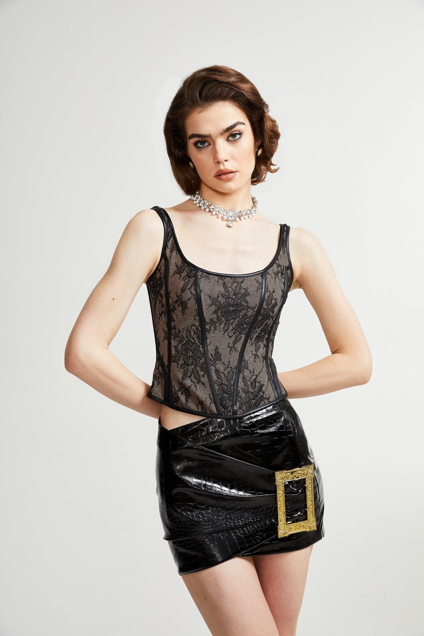Ullrika brown lace vest top