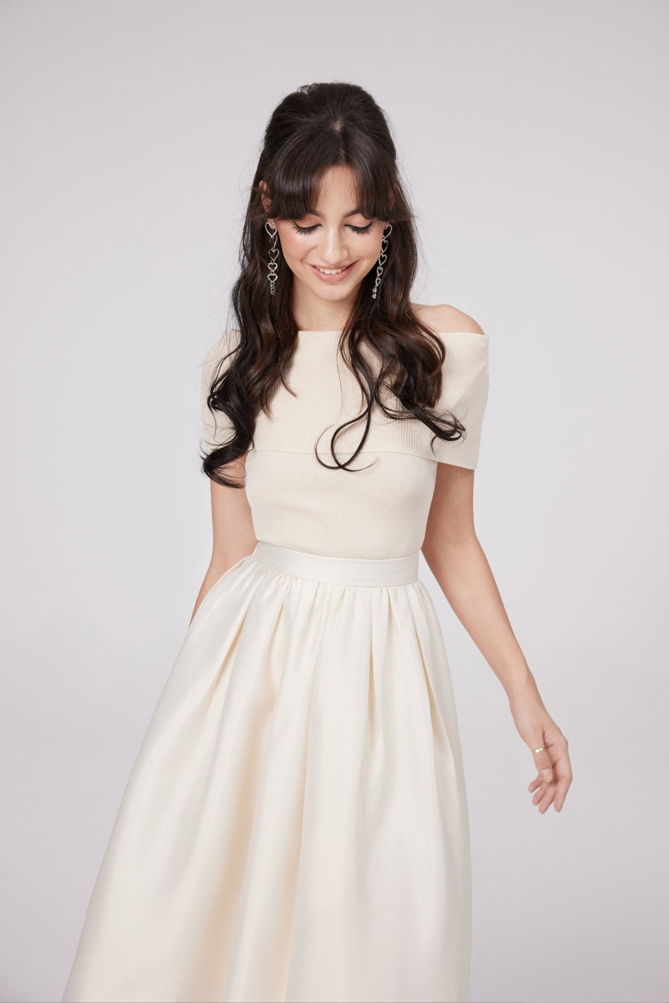 Virginie white flared-hem skirt