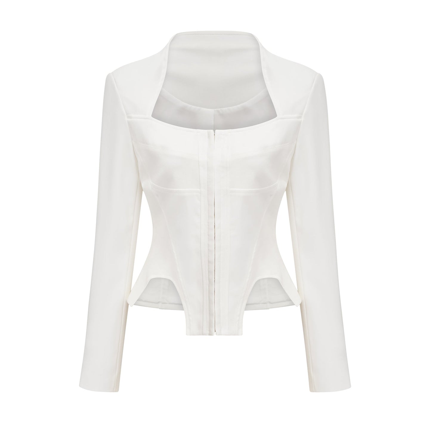 Yvette white long-sleeved corset top