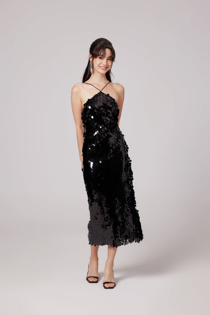 Lysandra black embellished midi dress (US Only)