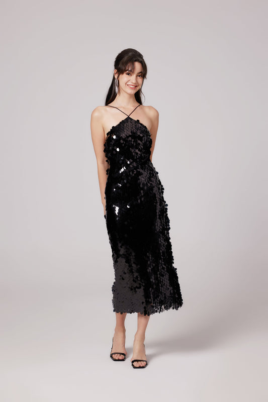 Lysandra black embellished midi dress (US Only)