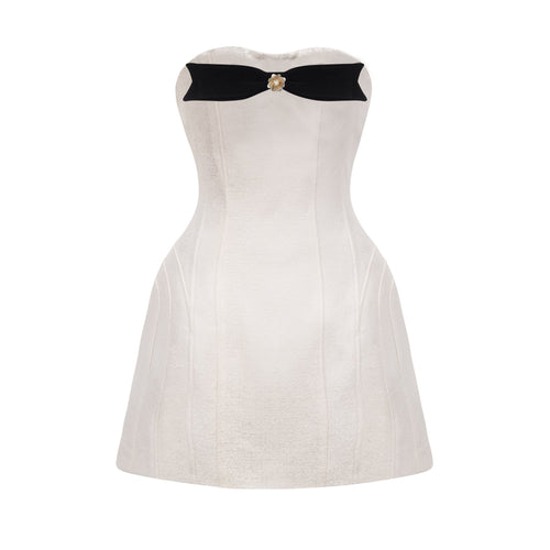 Araminta bow-detail off-shoulder mini dress