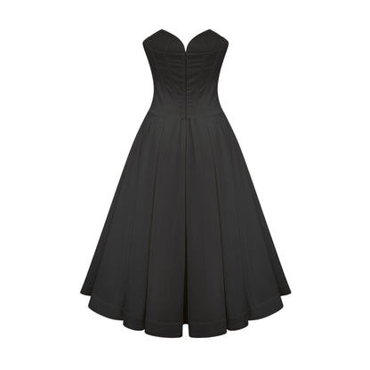 Katherine off-shoulder corset midi dress in Black (US Only)