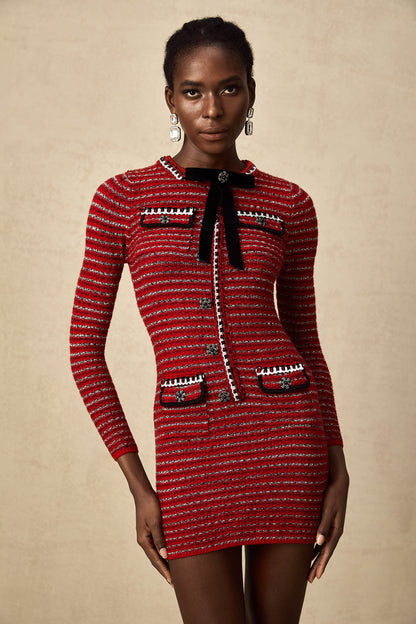 Faustine bow-detailed knit mini dress (US Only)