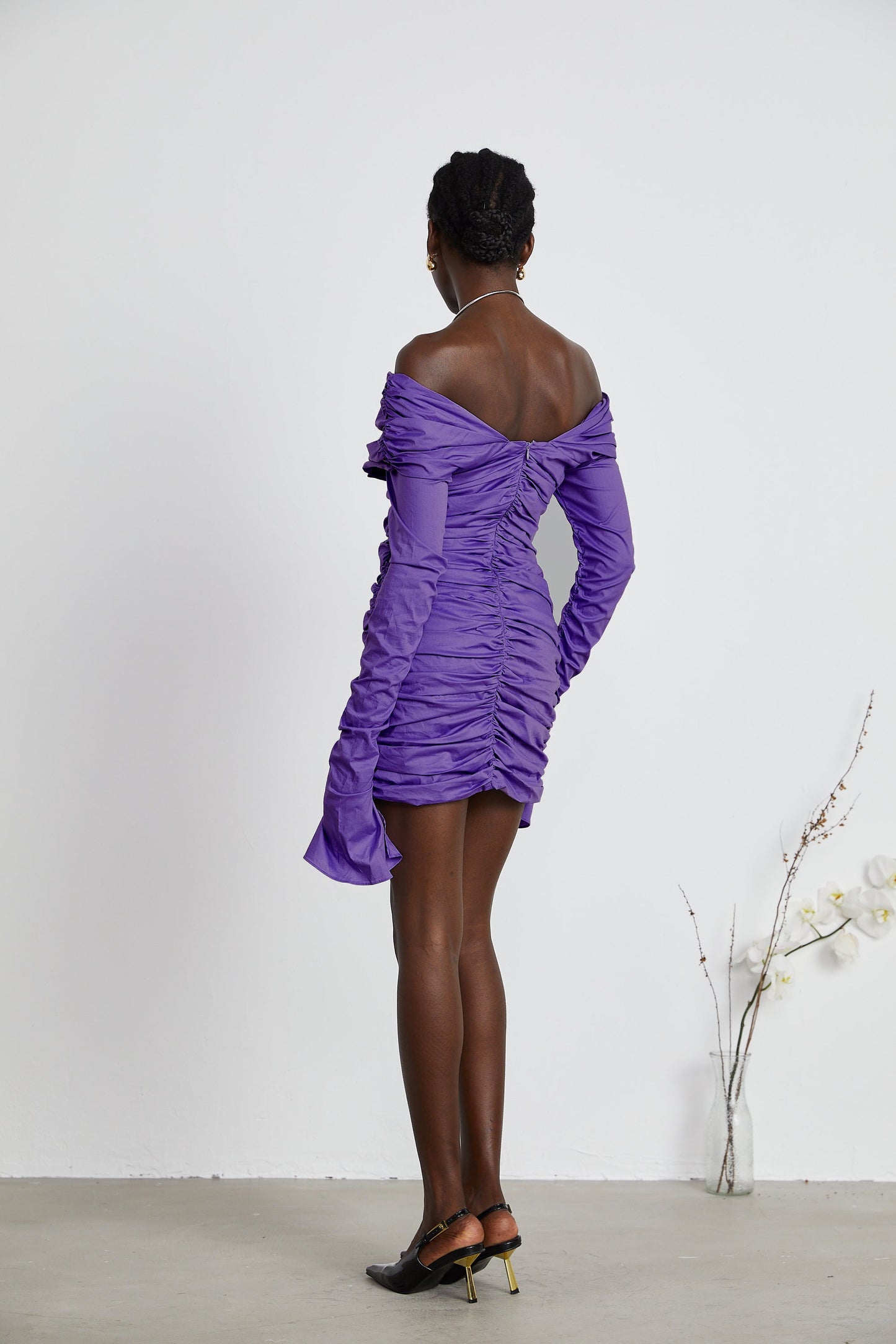 Apolline off-shoulder ruched mini dress