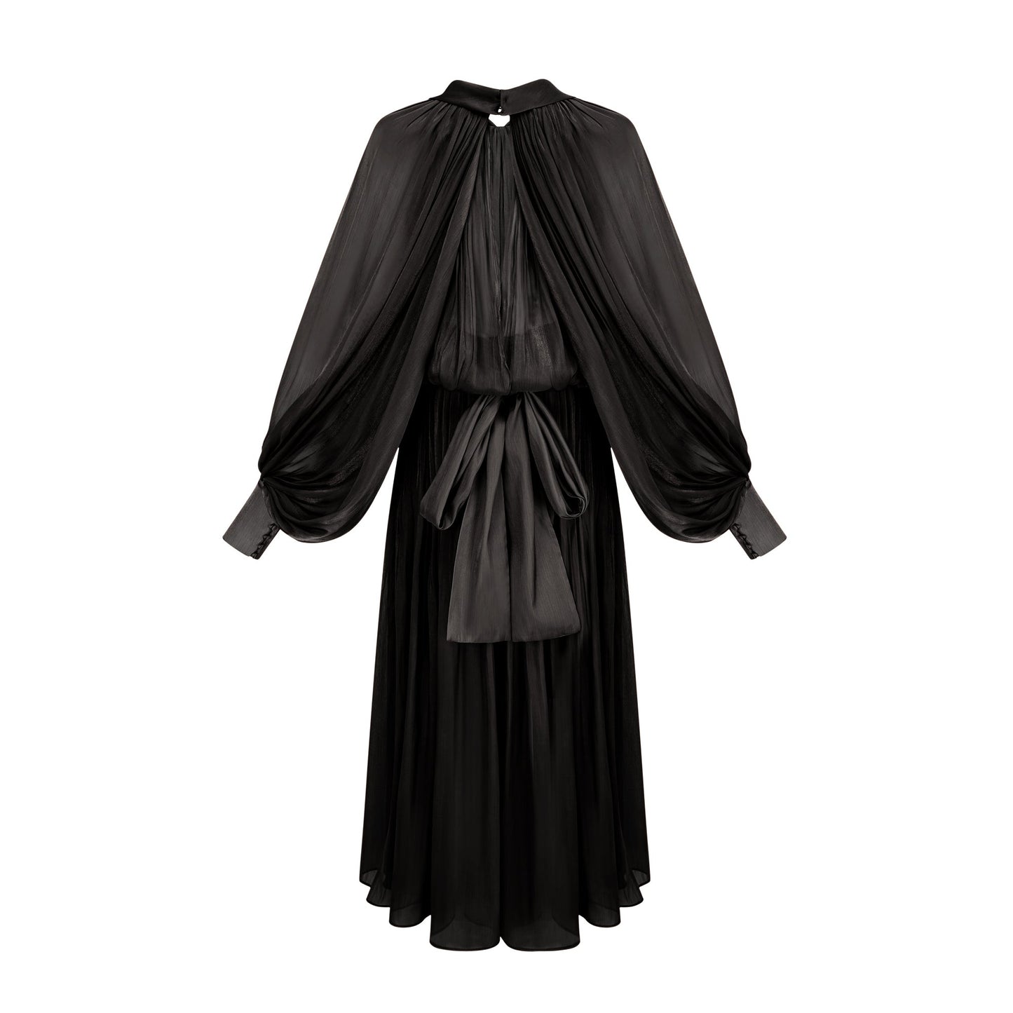 Mila pleated satin maxi dress in Black