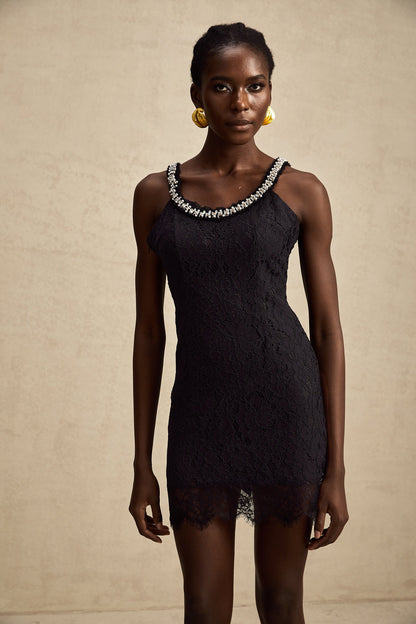 Emma faux-pearl embellished lace mini dress (US Only)