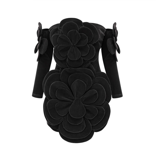 Azura floral-appliqué mini dress in Black (US Only)