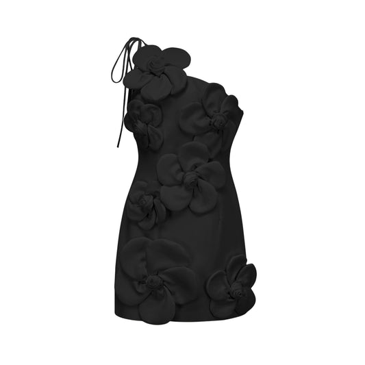 Liane floral off-shoulder mini dress in Black