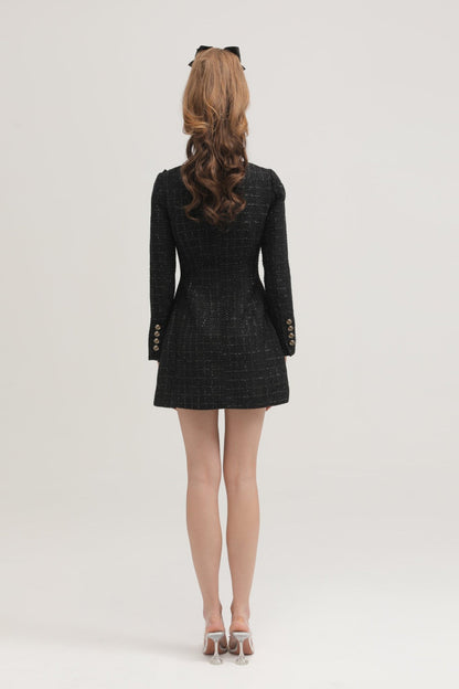 Erin black double-breasted coat dress