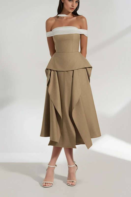 Hitka Off Shoulder Peplum Two Piece Set