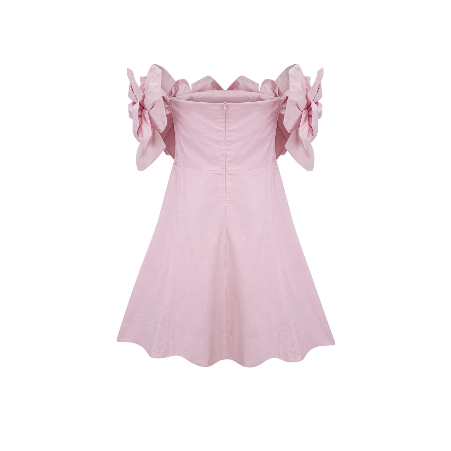 Juliette pink off-shoulder 3D-petal mini dress