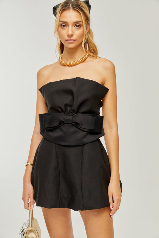Caribe bowknot off-shoulder mini dress