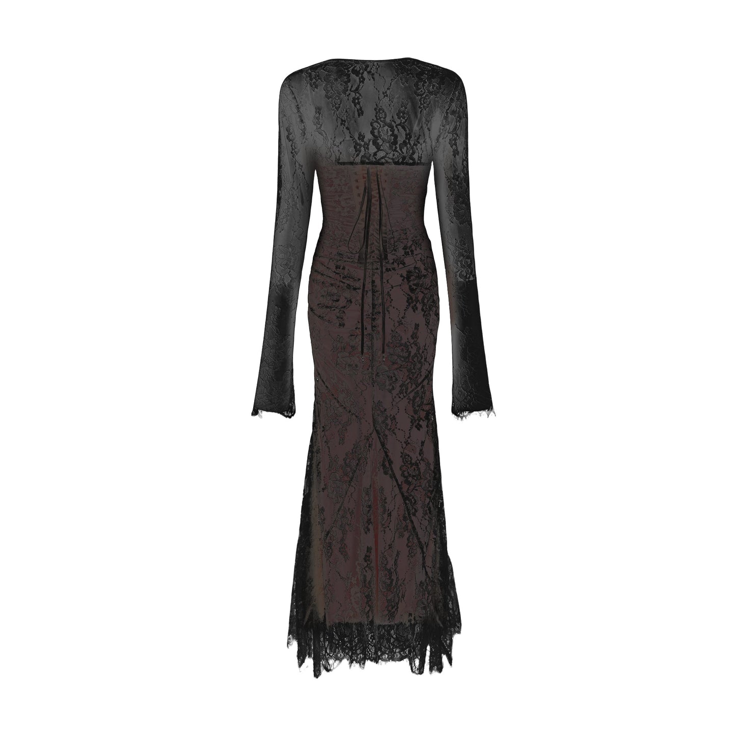 Valérie white floral lace mesh maxi dress