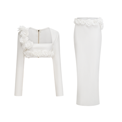 Joséphine floral cropped top & skirt matching set