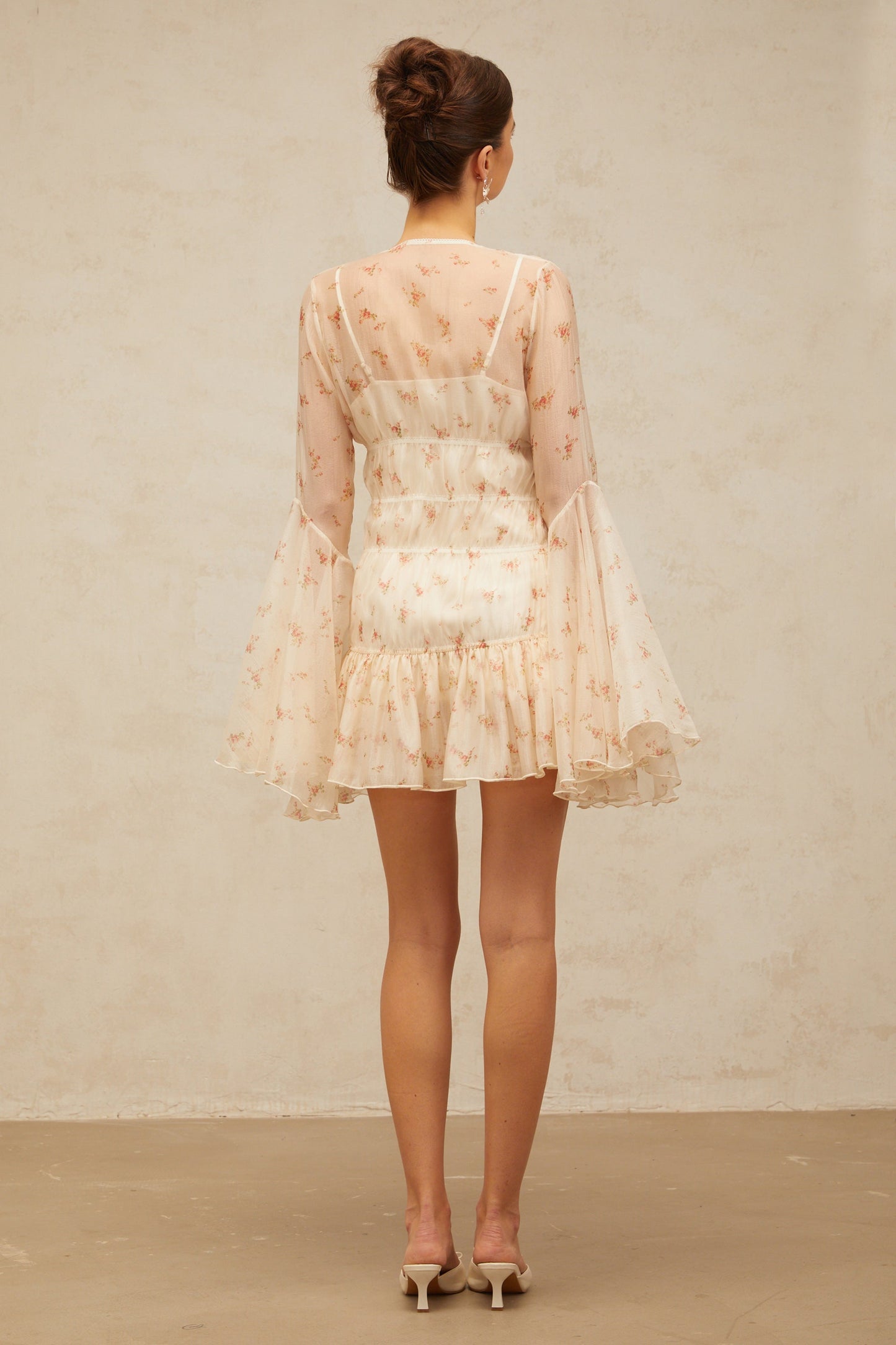 Airelle floral-print sheer flared mini dress
