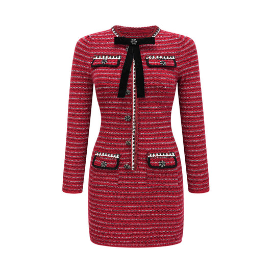 Faustine bow-detailed knit mini dress (US Only)