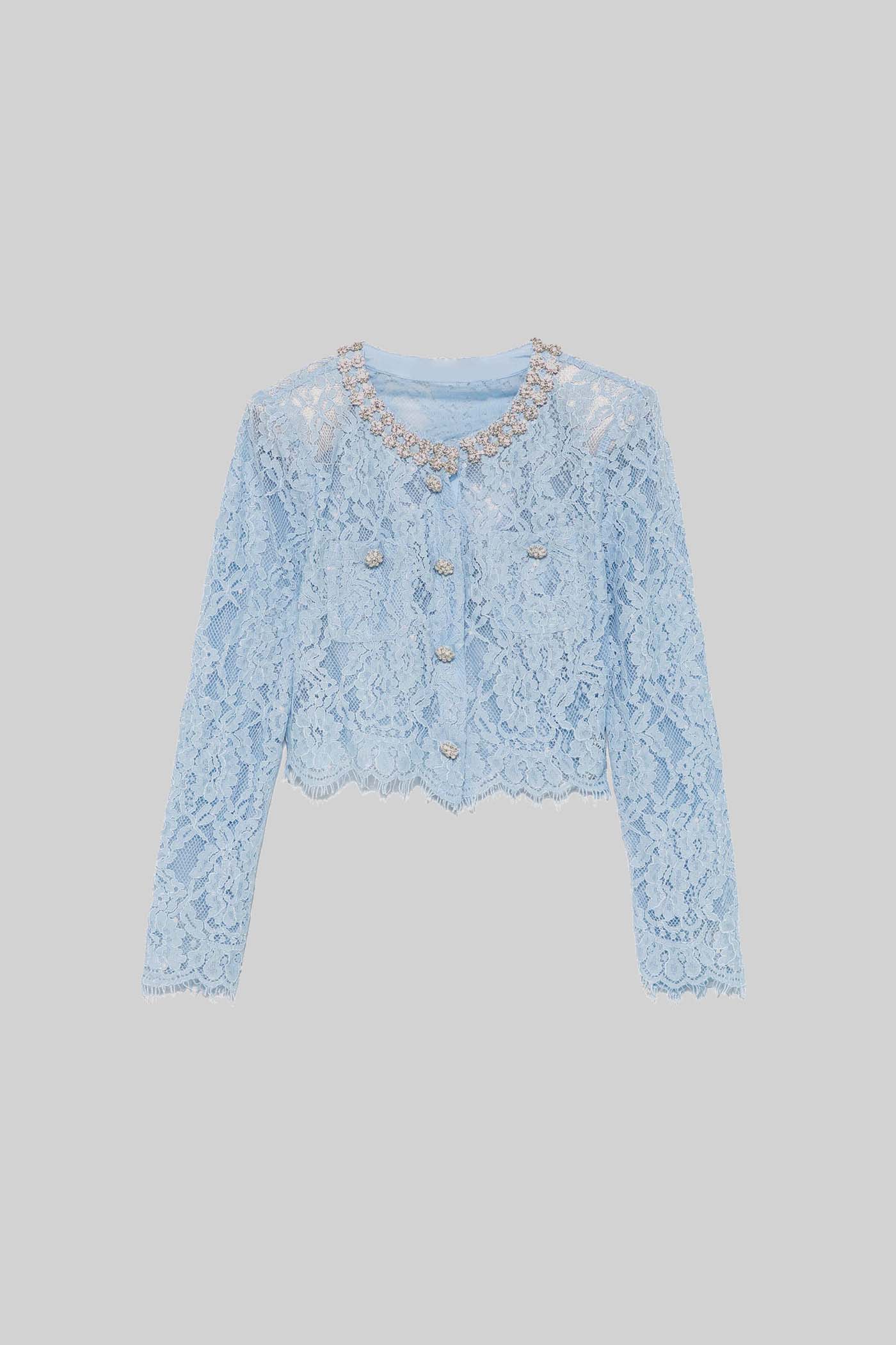 Sparkling Neckline Embellishments And Midi Skirt