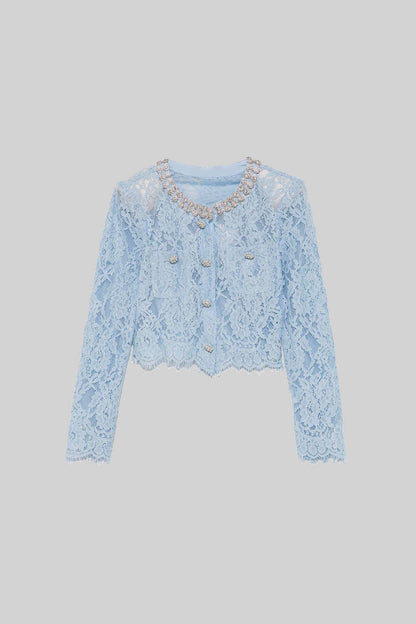 Sparkling Neckline Embellishments And Midi Skirt