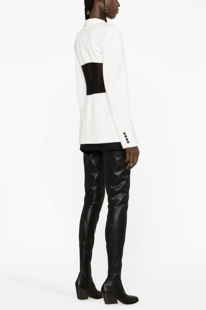 Kamryn Paneled Mesh Blazer - White