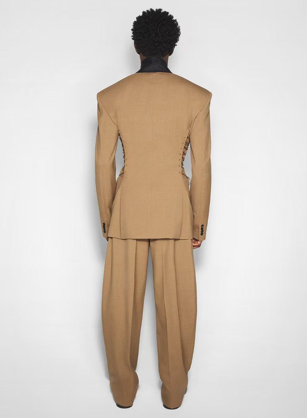 Juliea Silhouette Laced Up Tailored Jacket - Brown