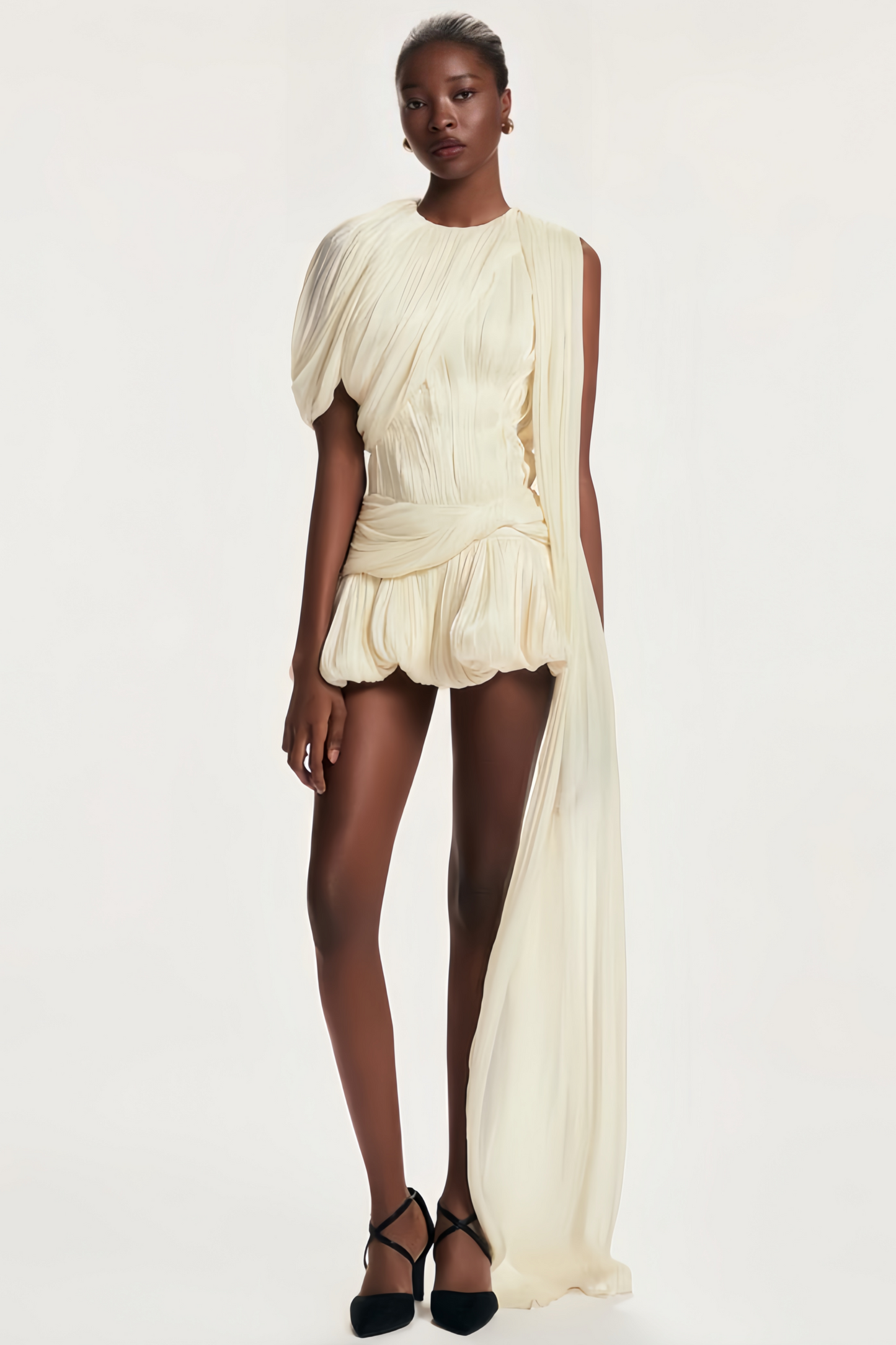 Cyrielle pleated ribbon-design mini dress