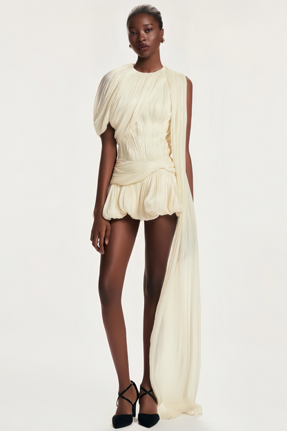 Cyrielle pleated ribbon-design mini dress