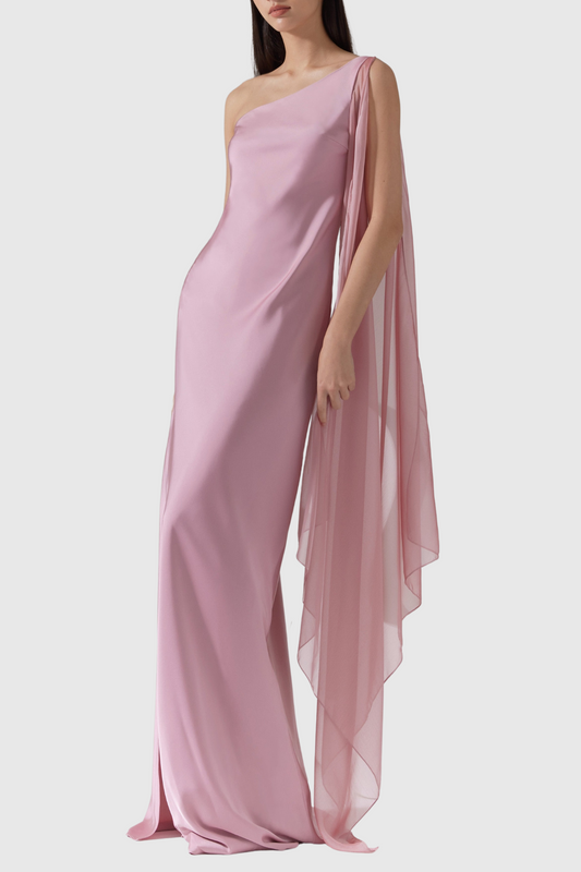 Donomam One Shoulder Ribbon Maxi Dress