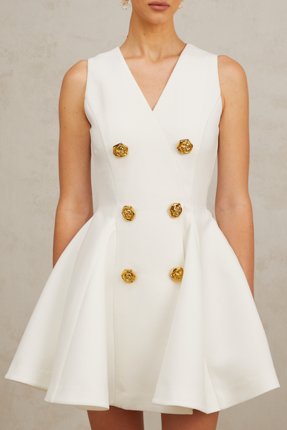 Élise pleated peplum-hem sleeveless mini dress