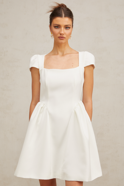 Raphaëla white cap-sleeve mini dress