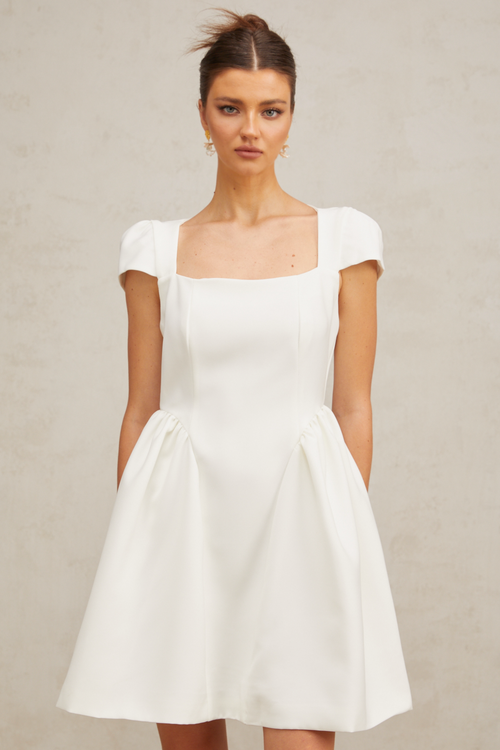 Raphaëla white cap-sleeve mini dress