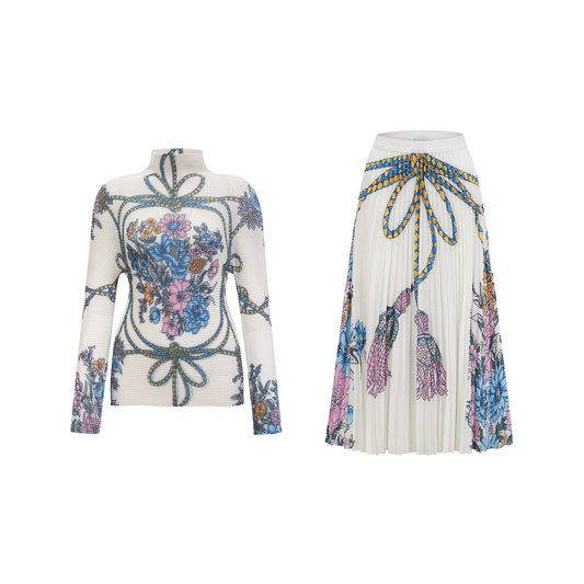 Huguette pattern-print top & skirt matching set