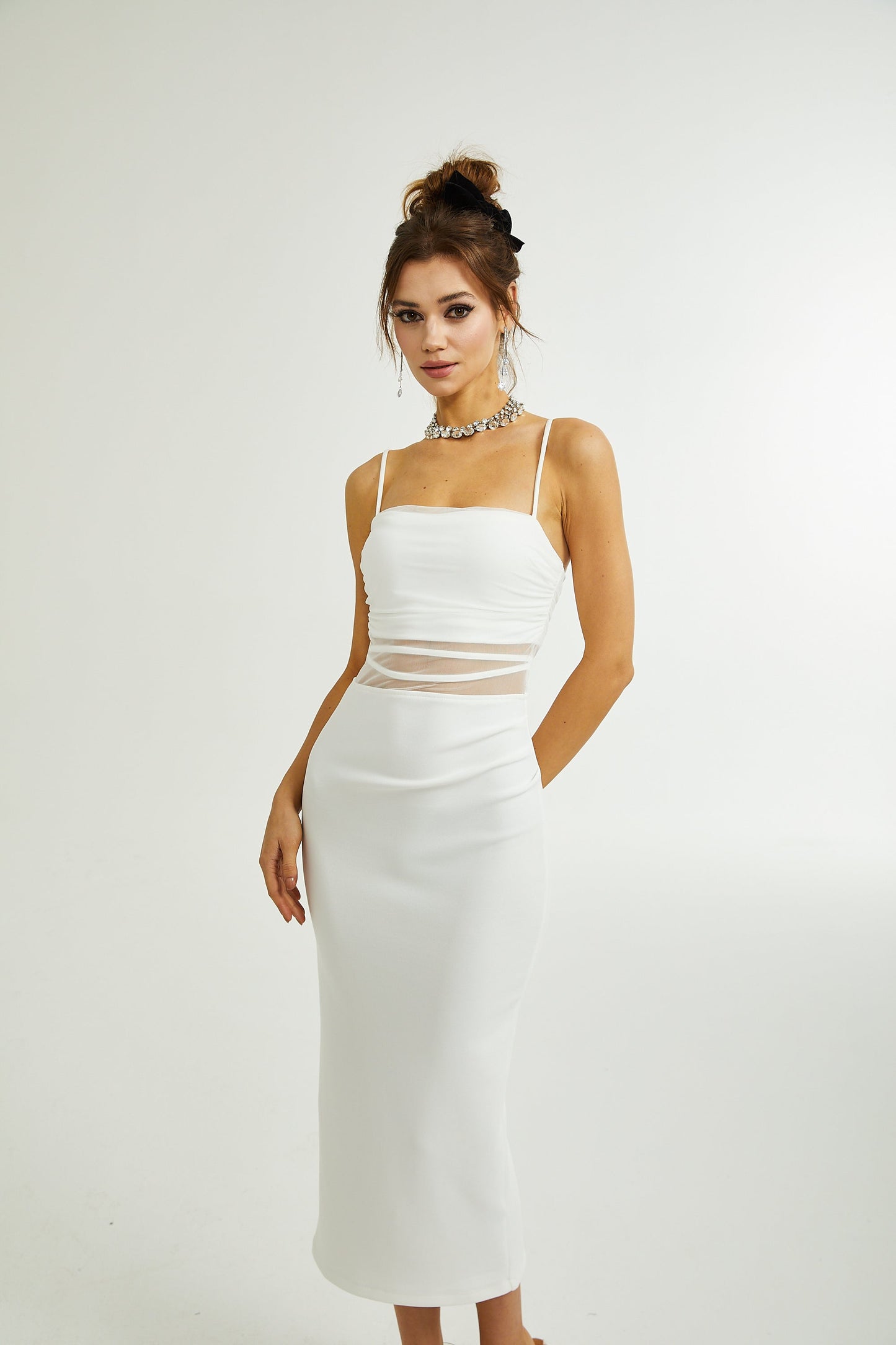 Hermine semi-sheer midi dress (US Only)
