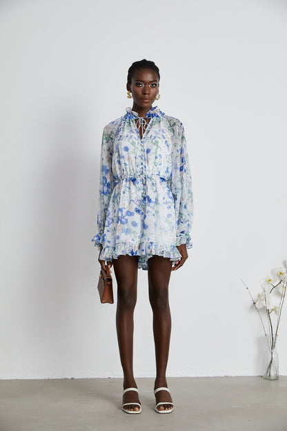 Isabeau white floral-print mini dress (US Only)