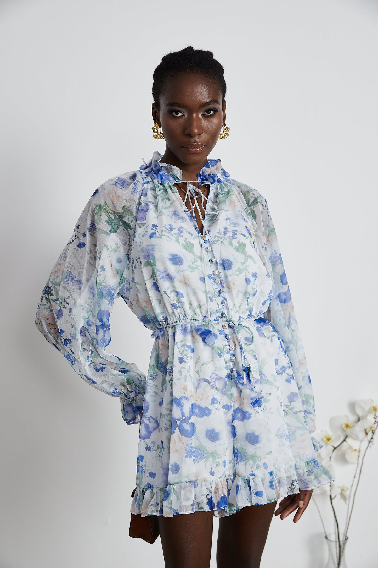 Isabeau white floral-print mini dress (US Only)