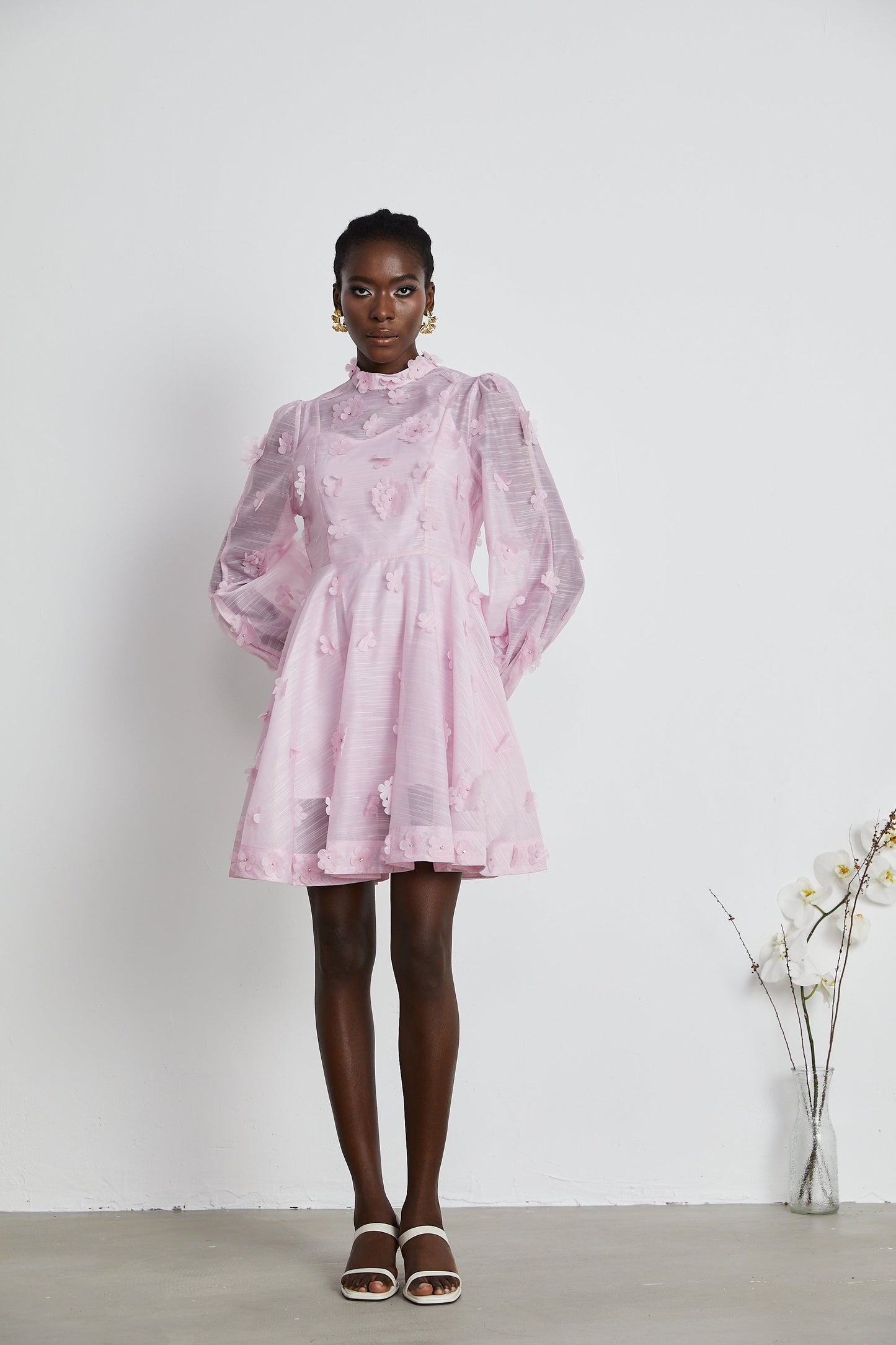 Honorine pink floral-appliqué mini dress (US Only)