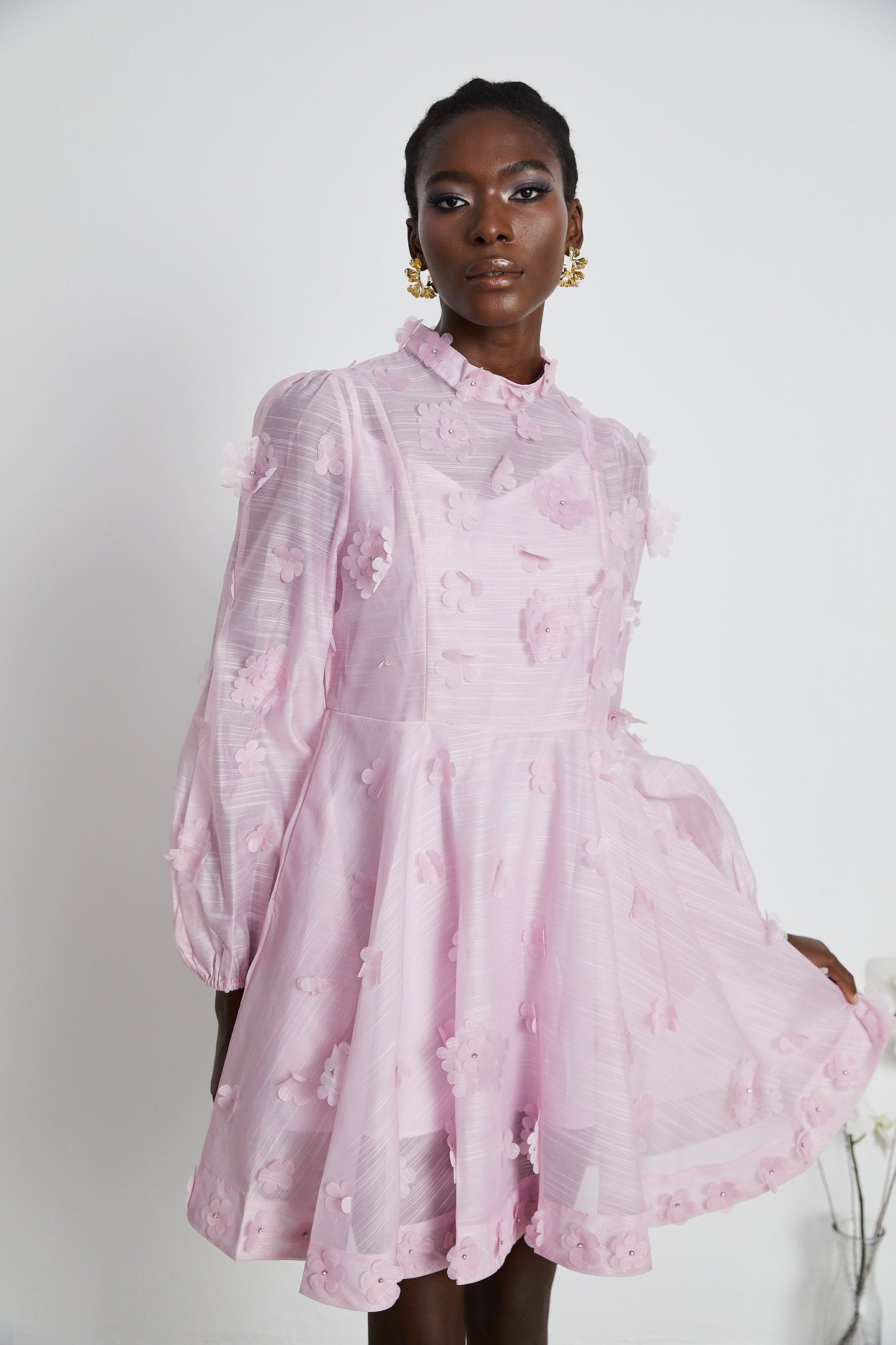 Honorine pink floral-appliqué mini dress (US Only)