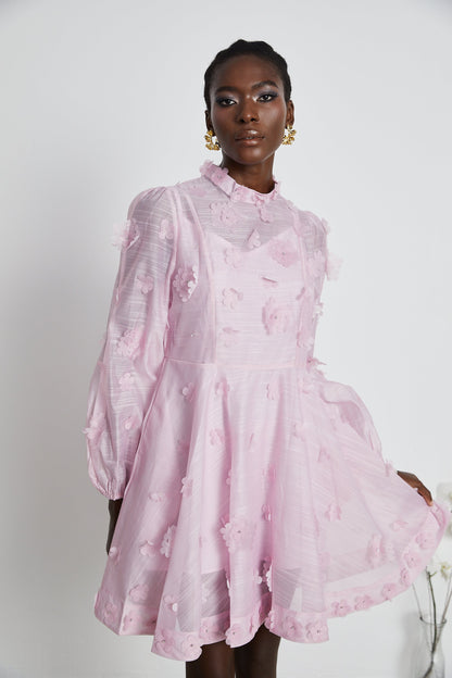 Honorine pink floral-appliqué mini dress (US Only)
