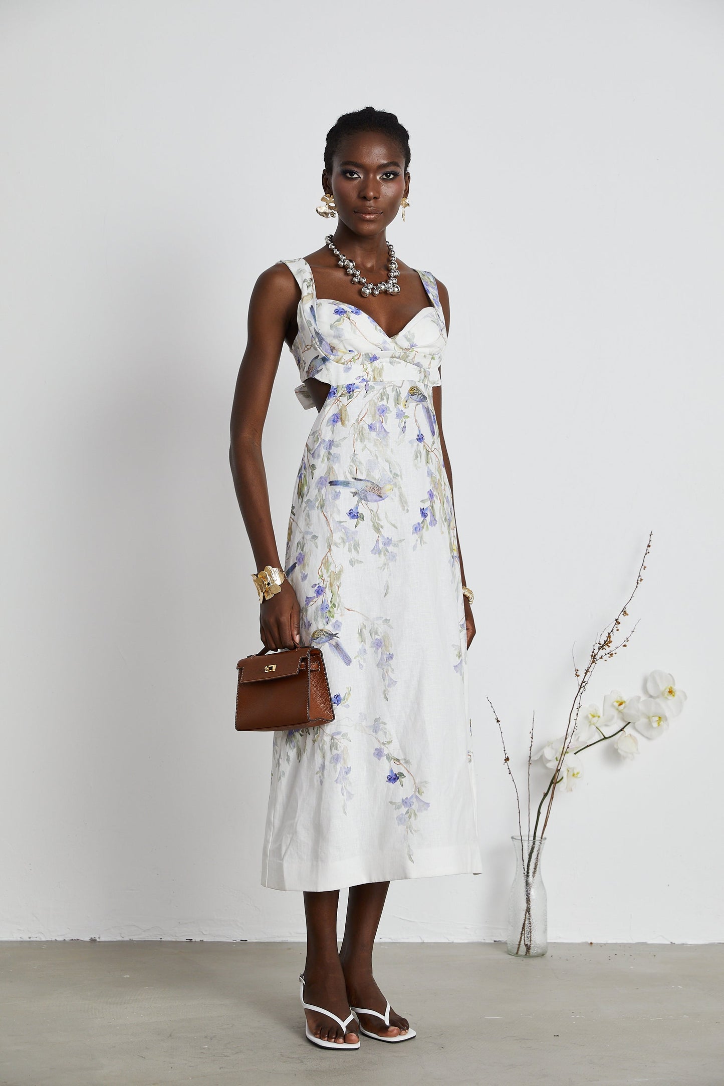 Natassia bird-print midi dress (US Only)