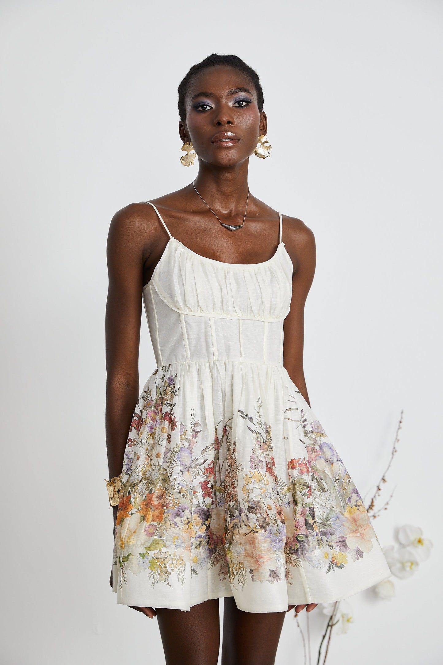 Valentia floral-print ruched mini dress (US Only)