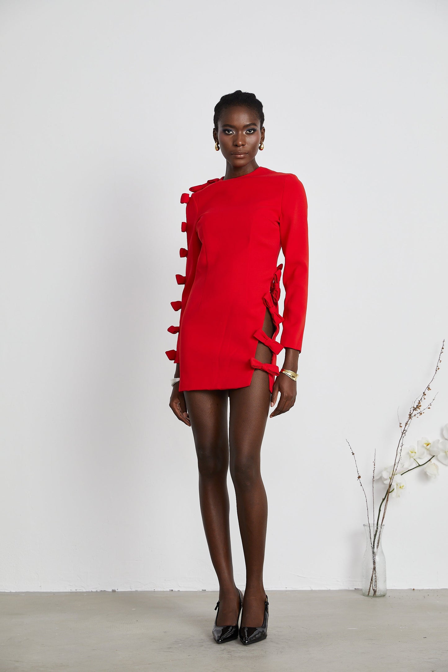 Sasha bow-detail cut-out dress (US Only)