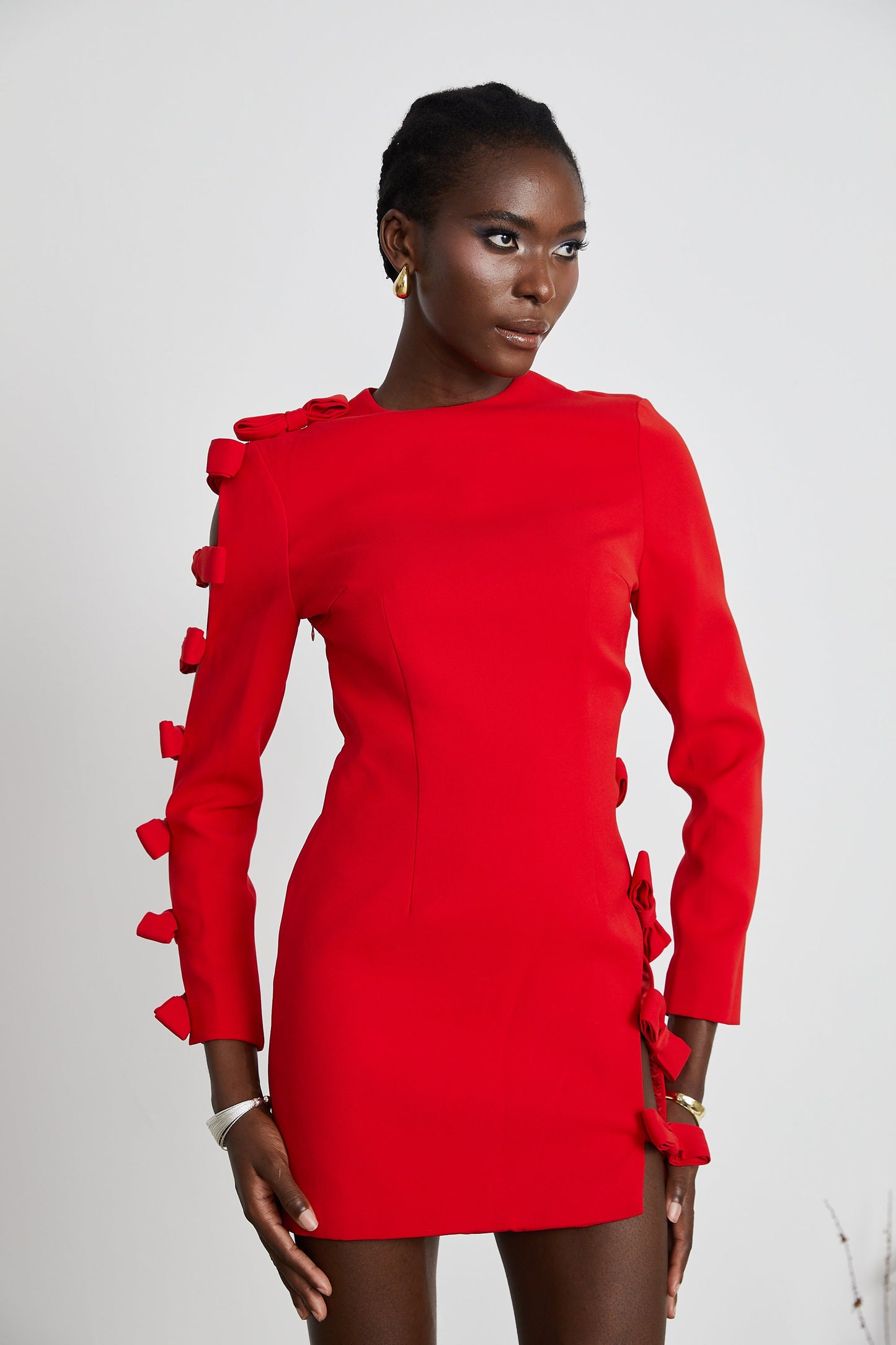 Sasha bow-detail cut-out dress (US Only)