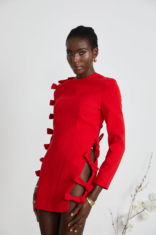 Sasha bow-detail cut-out dress (US Only)