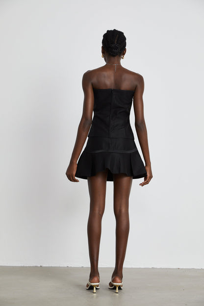 Margaux black top & skirt matching set