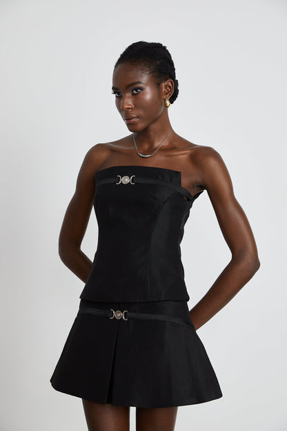 Margaux black top & skirt matching set