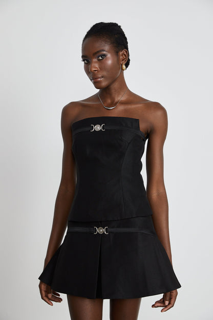 Margaux black top & skirt matching set