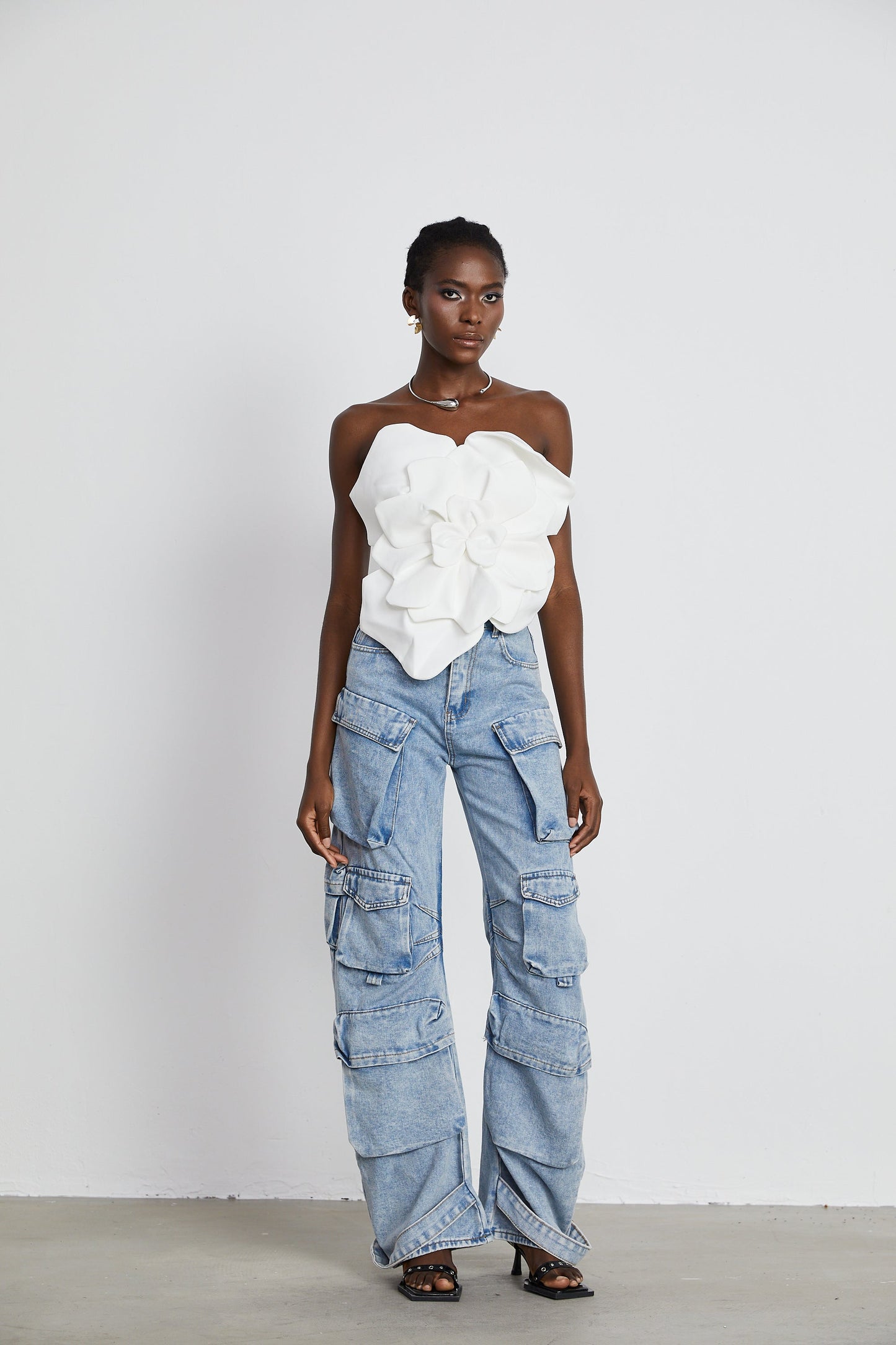 Pénélope white floral off-shoulder top