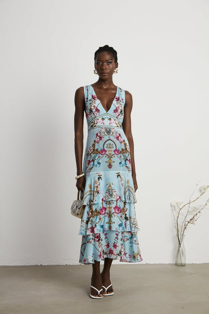 Victoire floral-printed midi dress