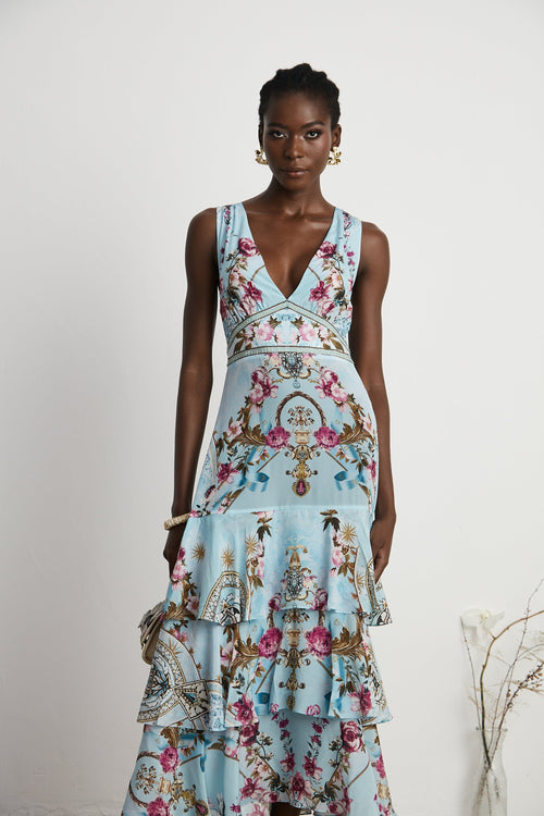 Victoire floral-printed midi dress